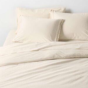 Crate&Barrel Favorite Washed Organic Cotton Eyelash Full/Queen Duvet Cover